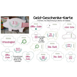 ITH Stickserie - 73 Glückwunschkarten mit Geldschlitz